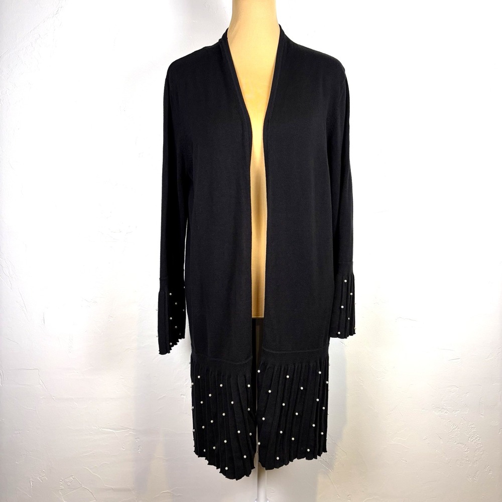 Chicos Woman's Cardigan Sweaterโ Size 2 Large Black Whimsygoth Dark Romantic